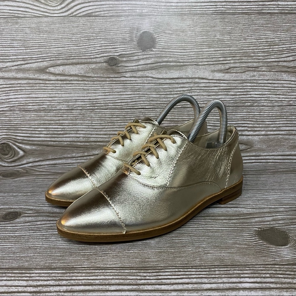 Cole Haan Womens Goto Arden Oxford Metallic Gold Cap Toe Shoes  Size 5  NEW